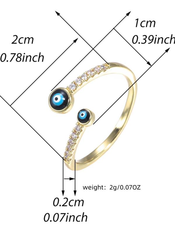 Fashion Evil Eye Design Cuff Ring, Elegant Rhinestone Decor Ring for Women, Trendy All-match & Exquisite Jewelry for Birthday Gift