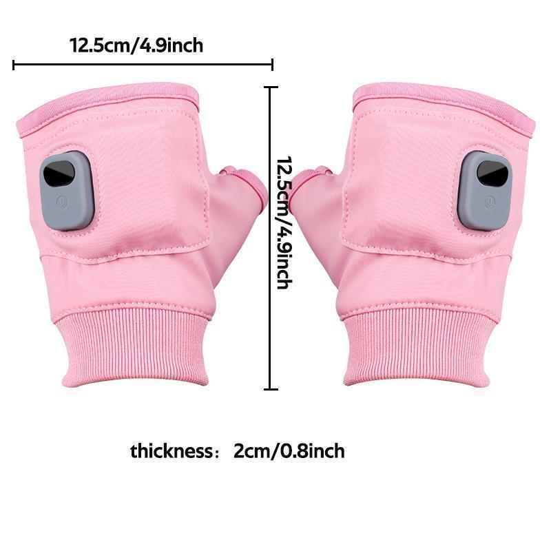 Portable Heating Gloves with Digital Display, 1 Pair Rechargeable Hand Warmer, Heated Gloves with 3 Temperature Modes for Home Use,Heated Fingerless Gloves for Women and Men with 1800mah Battery Electric Fingerless Heating Writing Gloves for Students