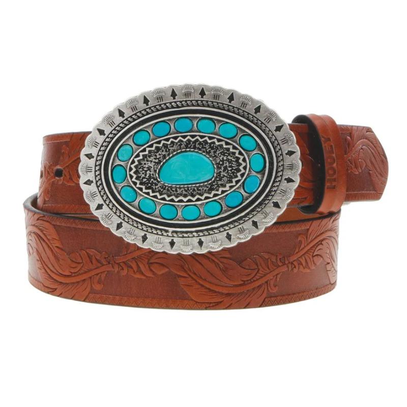 Sue Brown Turquoise Hooey Belt for Women - Western Fashion Accessory