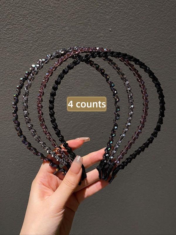 Rhinestone Decorated Hair Hoop, Fashionable Hair Accessories for Women & Girls, Minimalist Headwear Suitable for Thick Hair