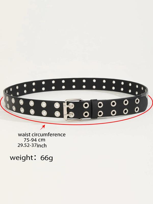 Punk Style Grommet Eyelet Design PU Buckle Belt, Fashion Belt for Party, Daily Decor, Trendy All-match & Exquisite Belt for Birthday Gift