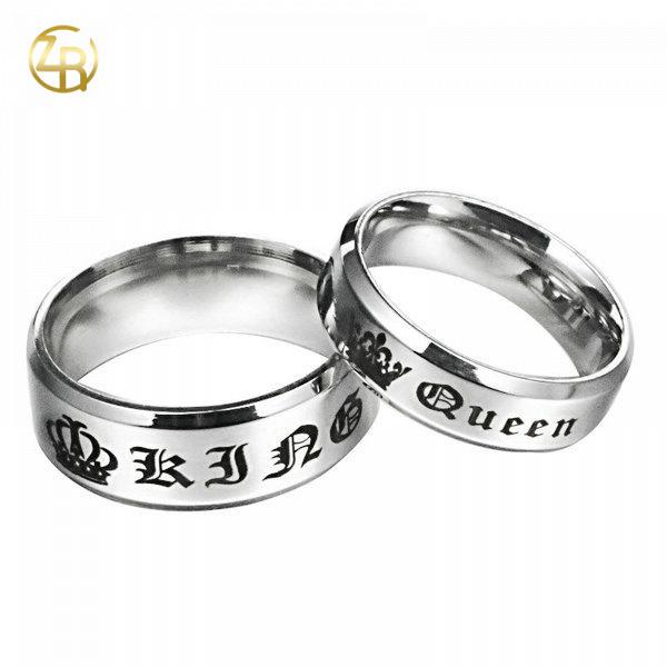 KING & QUEEN Couple Rings | Titanium Steel Unisex Bands in Black, Silver, and Golden | Promise Rings | Perfect Gift for Boyfriend & Girlfriend     SF-169