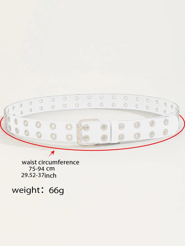 Punk Style Grommet Eyelet Design PU Buckle Belt, Fashion Belt for Party, Daily Decor, Trendy All-match & Exquisite Belt for Birthday Gift