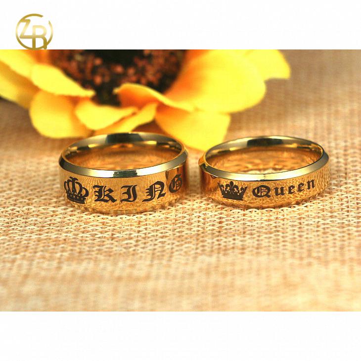 KING & QUEEN Couple Rings | Titanium Steel Unisex Bands in Black, Silver, and Golden | Promise Rings | Perfect Gift for Boyfriend & Girlfriend     SF-169