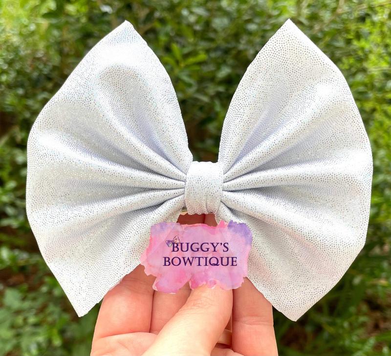 White Glitter bow Scrunchie headband bow tie