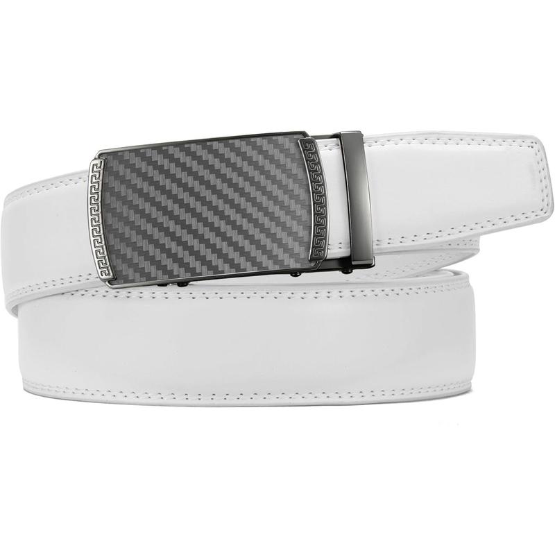 CHAOREN Mens Belt Leather Ratchet Belt - Customizable Fit, Effortless Style (35mm,White Golf)