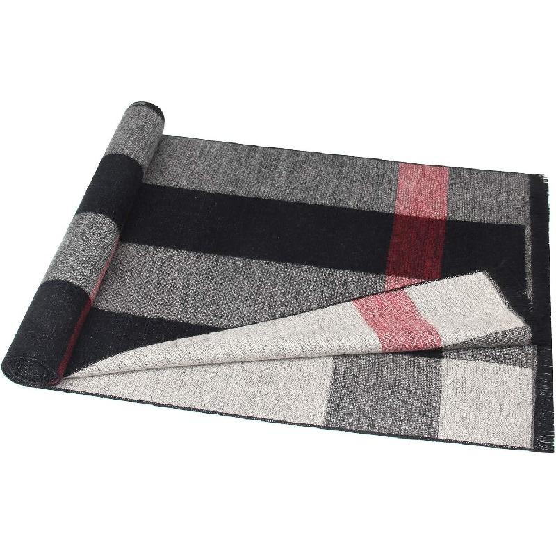 Men's Scarf, Fashion Cashmere Feel Scarves for Men Winter Autumn with Tassels Fringes Long