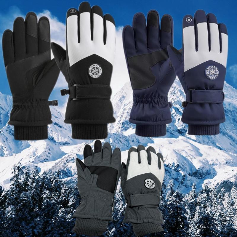 Outdoor Winter Ski Gloves, 3 Pairs Non-slip Plus Fleece Thickened Warm Touch Screen Windproof Waterproof Gloves, Sports & Outdoor Accessories