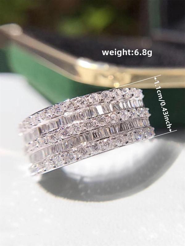 Women's Elegant Rhinestone Decorated Ring, Exquisite Trendy Ring, Fashionable Jewelry for Women As Engagement & Wedding Party Decor