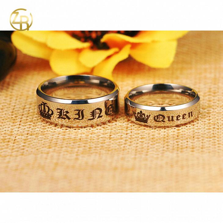 KING & QUEEN Couple Rings | Titanium Steel Unisex Bands in Black, Silver, and Golden | Promise Rings | Perfect Gift for Boyfriend & Girlfriend     SF-169