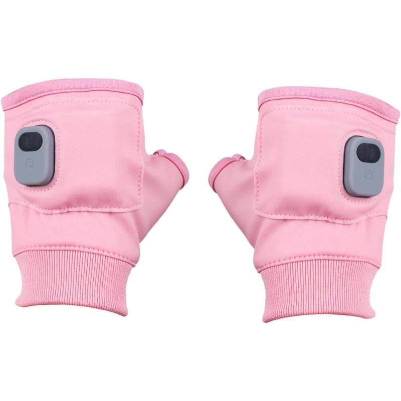 Portable Heating Gloves with Digital Display, 1 Pair Rechargeable Hand Warmer, Heated Gloves with 3 Temperature Modes for Home Use,Heated Fingerless Gloves for Women and Men with 1800mah Battery Electric Fingerless Heating Writing Gloves for Students