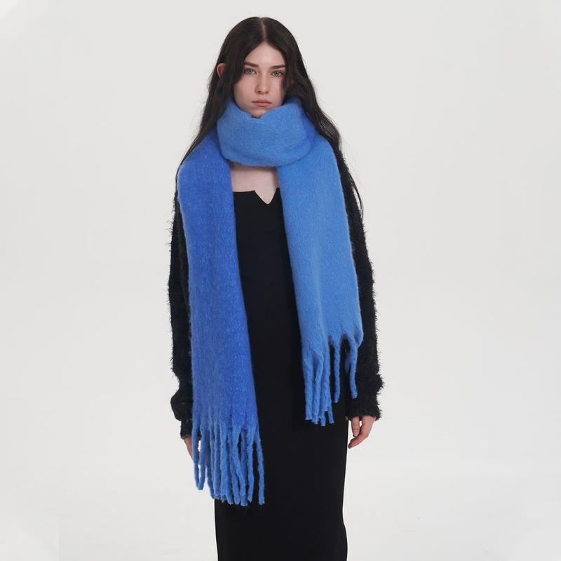 Solid Color Tassel Decor Scarf, Casual Soft Warm Shawl for Women & Men, Fashion Accessories for Daily Wear, Elegant Scarf for Winter