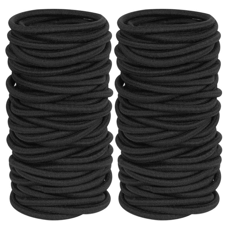 120 Pack  Black Hair Ties for Thick and Curly Hair Ponytail Holders Hair Elastic Band for Women or Men(4mm)