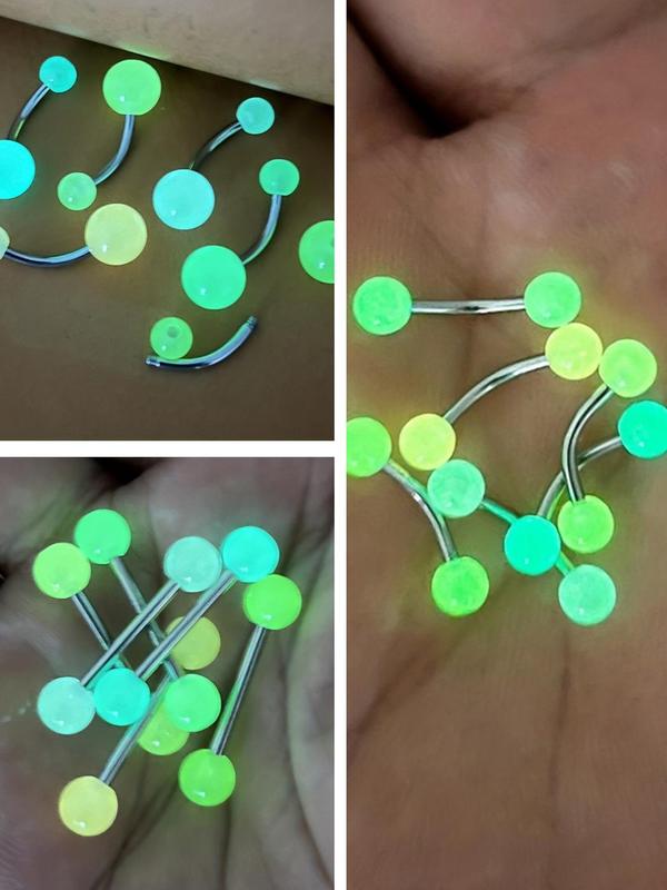 Glow in The Dark Body Jewelry, 19pcs Punk Style Luminous Acrylic Ball Piercing for Daily and Party Use, Fashionable Body Jewelry for Women & Men