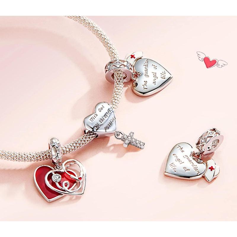 Cross Charm Fit Pandora Charms Bracelet Love Heart Christian Bible Verse Charms Prayer Faith Religious Jewelry Gifts for Women