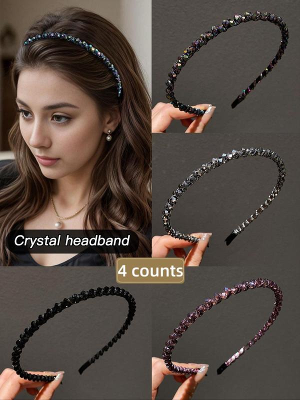 Rhinestone Decorated Hair Hoop, Fashionable Hair Accessories for Women & Girls, Minimalist Headwear Suitable for Thick Hair