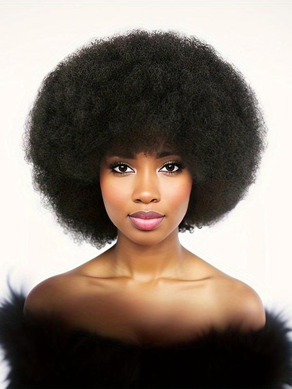 14 Inch Afro Wig for Women, Natural Fluffy Soft Synthetic Hair Wigs, Synthetic Full Machine Wigs for Daily Use