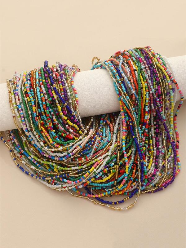 Random Color Beaded Colorful Waist Chain, 2024 Trendy New Stylish Boho Style Decorative Body Jewelry for Women & Girls, Classic Fashion Accessories for Daily Wear