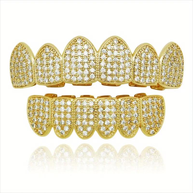 Free one！Upgrade your smile with style: Punk-style tooth grill with cubic zirconia - a dazzling top and bottom setting「Above and below Upper teeth + lower teeth 」