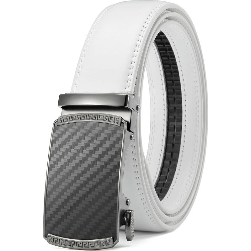 CHAOREN Mens Belt Leather Ratchet Belt - Customizable Fit, Effortless Style (35mm,White Golf)