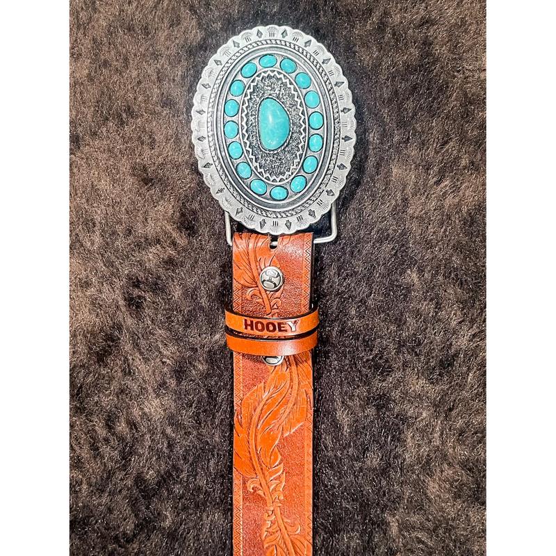 Sue Brown Turquoise Hooey Belt for Women - Western Fashion Accessory