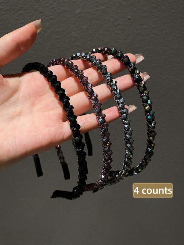 Rhinestone Decorated Hair Hoop, Fashionable Hair Accessories for Women & Girls, Minimalist Headwear Suitable for Thick Hair