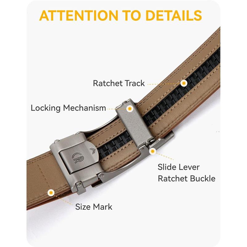 CHAOREN Mens Belt Leather Ratchet Belt - Customizable Fit, Effortless Style (35mm,White Golf)