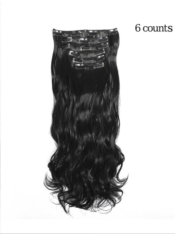 Long Wavy Clip-in Hair Extensions, Natural Fluffy Synthetic Hair Extensions for Women, Synthetic Hair Piece for Daily Use