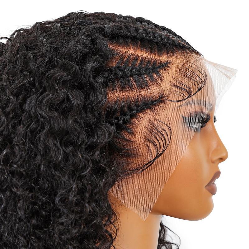 SuperNova Human Hair Curly Short Bob Braided Lace Frontal Wigs 16