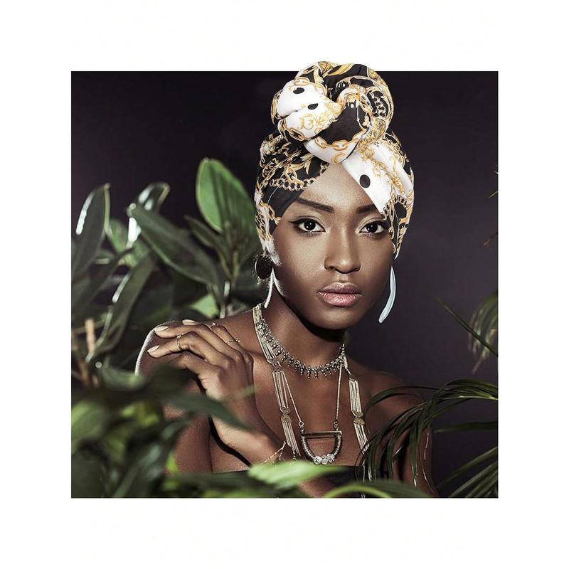 Women's Printed Turban, Luxury African Style Handmade Knotted Headband For Formal Occasions