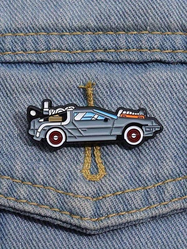 Back To The Future Car Design Brooch, Car Shape Lapel Pin, Alloy Badge Pin Accessories for Men, Ideal Choice for Gifts