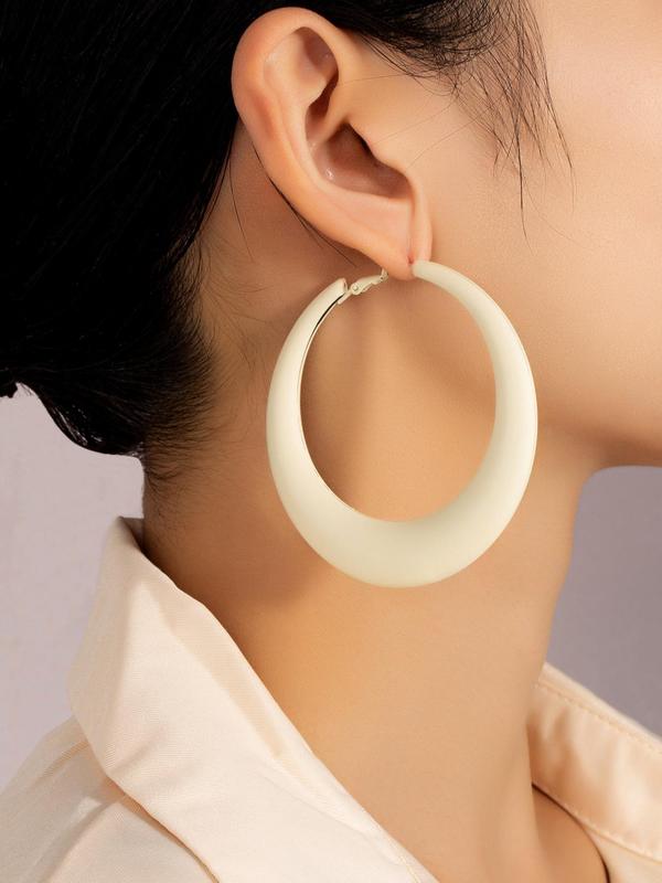 Simple Style Plain Color Hoop Earrings for Women, Summer Casual 2024 New Trendy Hoop Earrings, Fashionable Jewelry for Women for Daily & Party Decoration,  Clean Girl Jewelry