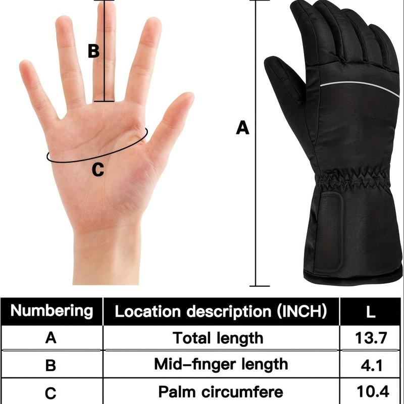 Heating gloves, men's and women's electric winter gloves, automatic thermostat and touch screen waterproof, suitable for all kinds of outdoor activities hiking, fishing, skiing, camping, black