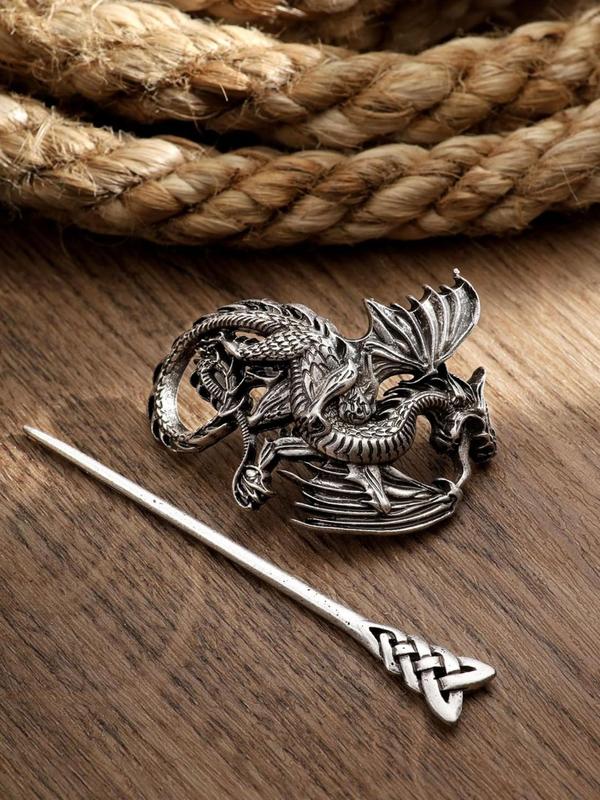 Vintage Style Hair Pin with Dragon Design As Gift, Casual Trendy Animal Shaped Design Hair Pin, Hair Accessories for Party & Daily Use