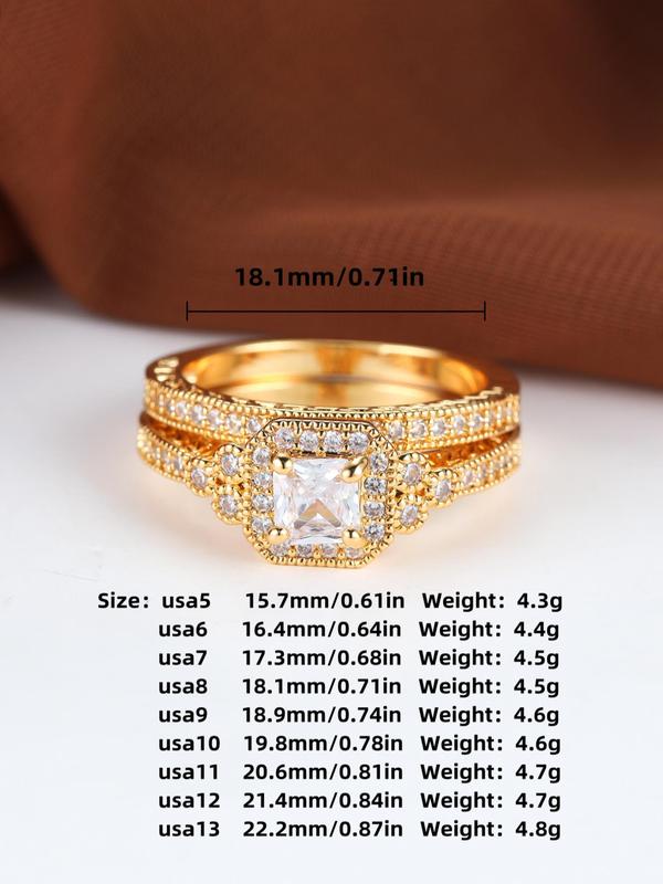 2pcs set Women's Elegant Fashion Rhinestone Decorated Ring, Casual Versatile Accessories, Streetwear Jewelry