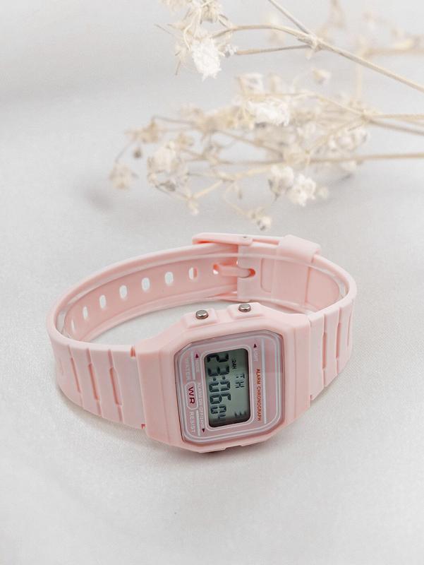 Unisex Casual Sports TPU Material Ultra-Thin Electronic Watch with Small Square Design