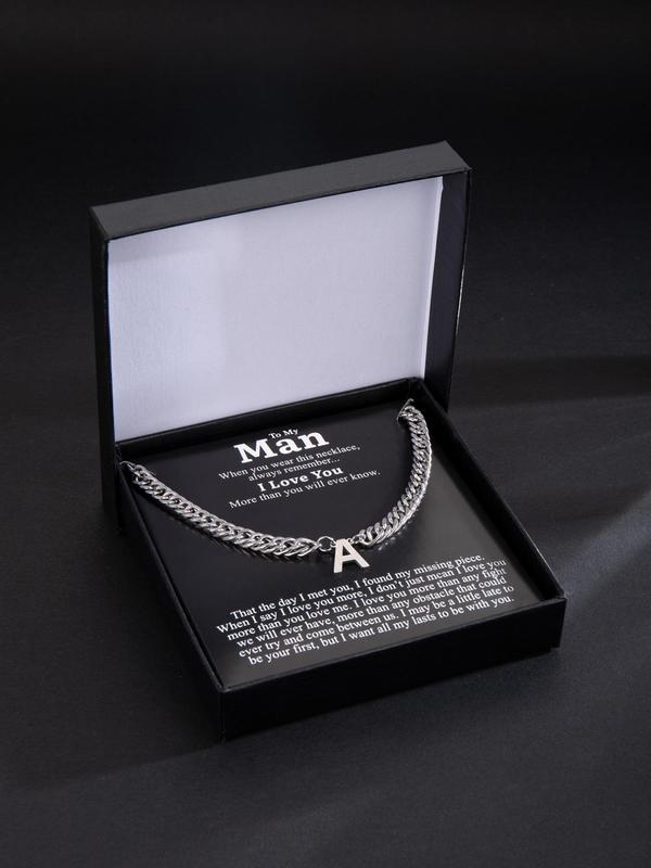 Fashion Casual Letter Detail Pendant Necklace for Gifts, Stainless Steel Matching Necklace Jewelry, Classic Fashion Accessories for Daily Wear, with Box