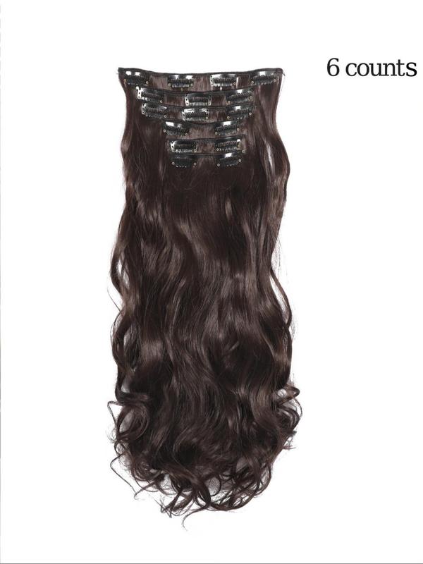 Long Wavy Clip-in Hair Extensions, Natural Fluffy Synthetic Hair Extensions for Women, Synthetic Hair Piece for Daily Use