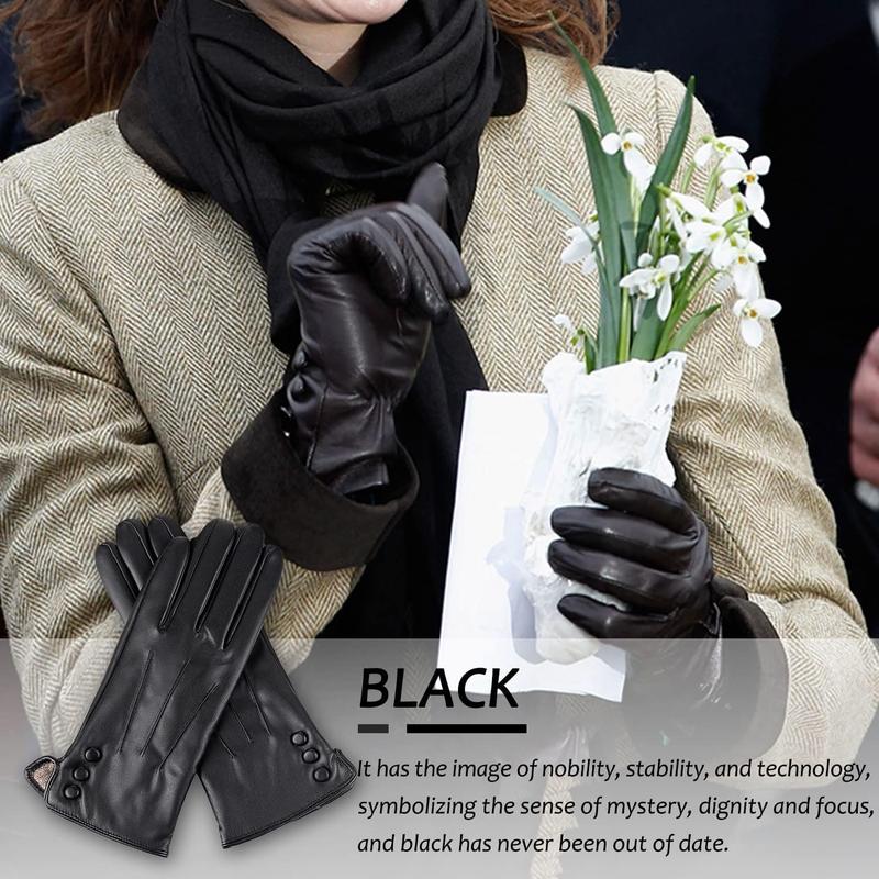 Leather Gloves for Women Winter Warm Gloves Touch Screen Warm Wool Lined Texting Driving Gloves