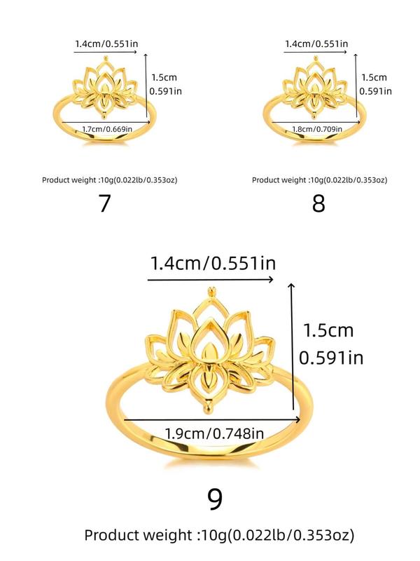 Elegant Lotus Flower Design Ring, 2024 New Trendy Stainless Steel Jewelry for Women, Fashion Accessories for Daily Wear