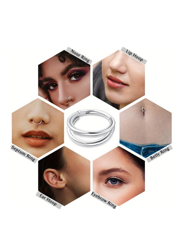 Stainless Steel Rhinestone Decorated Nose Ring, Fashionable Nose Ring for Men & Women, Body Piercing Jewelry for Party, Daily Decor, Trendy All-match & Exquisite Jewelry for Birthday Gift