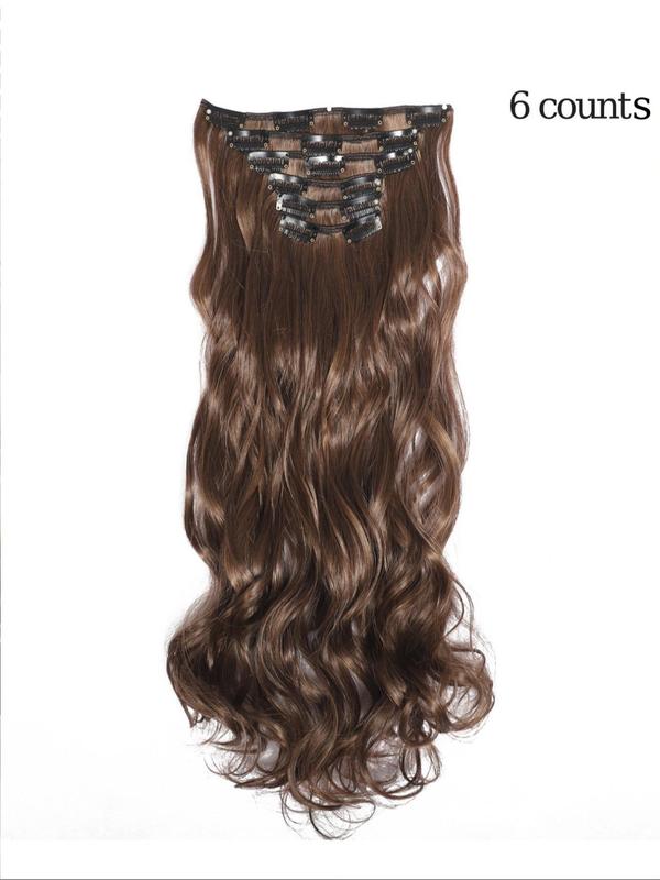 Long Wavy Clip-in Hair Extensions, Natural Fluffy Synthetic Hair Extensions for Women, Synthetic Hair Piece for Daily Use