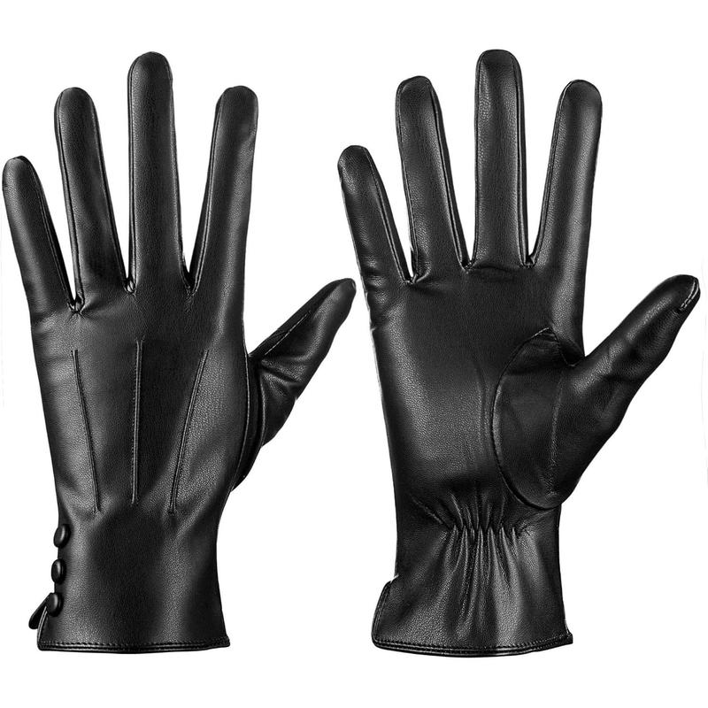 Leather Gloves for Women Winter Warm Gloves Touch Screen Warm Wool Lined Texting Driving Gloves