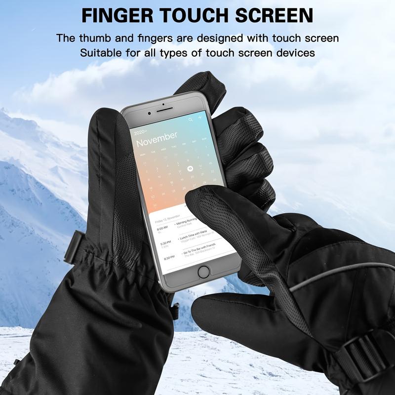 Heating gloves, men's and women's electric winter gloves, automatic thermostat and touch screen waterproof, suitable for all kinds of outdoor activities hiking, fishing, skiing, camping, black