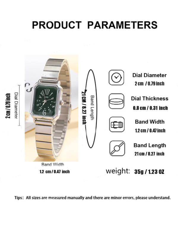 Women's Elegant Rectangle Dial Quartz Watch, Fashion Watch with Stainless Steel Strap for Party, Daily Decor, Trendy All-match & Exquisite Watch for Birthday Gift