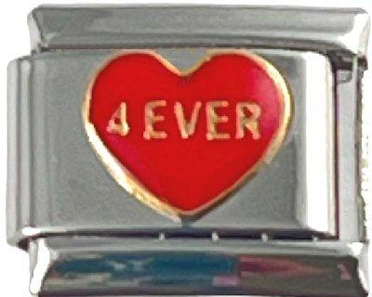 Italian Charm Link Red Heart 4 Ever 9mm