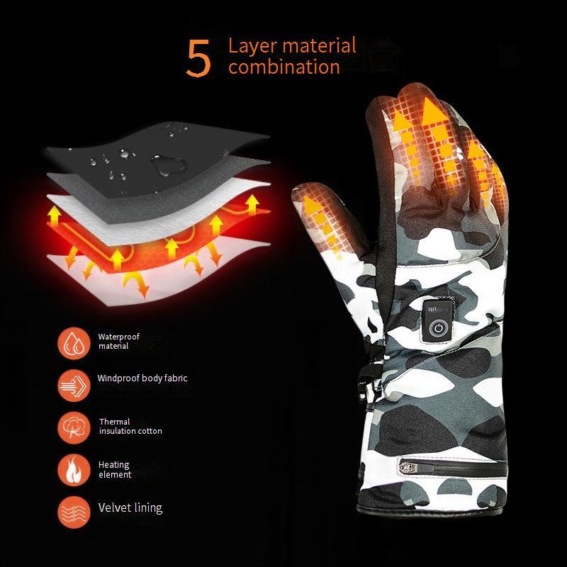 Five-finger heat gloves capable of bee charged by a touch screen, and electric heating warm-keeping gloves capable of bee heated by three gears for winter sports and skiing