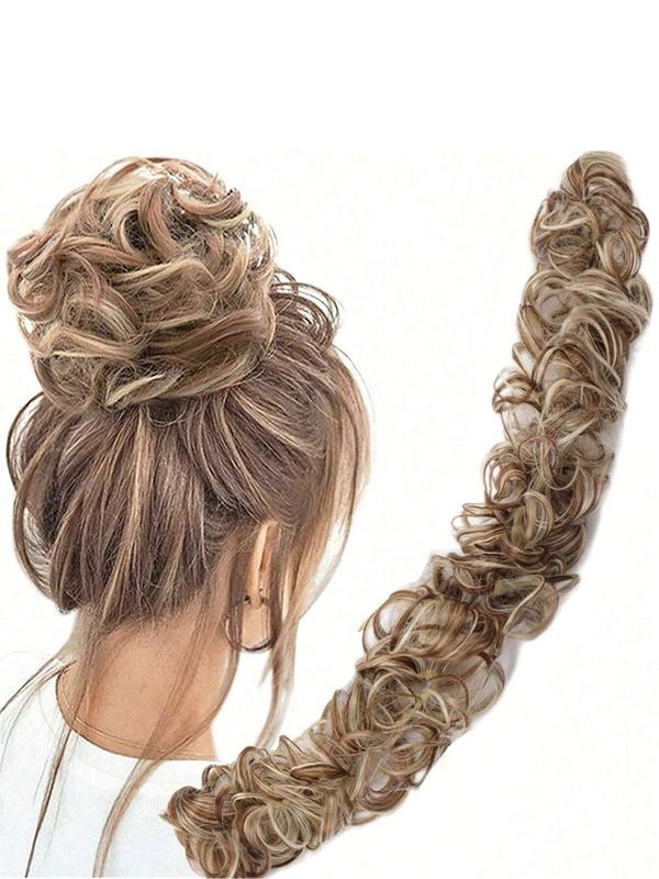 27 Inch Long Curly Hair Bun, Natural Fluffy Hair Bun, Synthetic Hairpiece for Women, Synthetic Hairpiece for Daily & Party Hairstyle Ideas