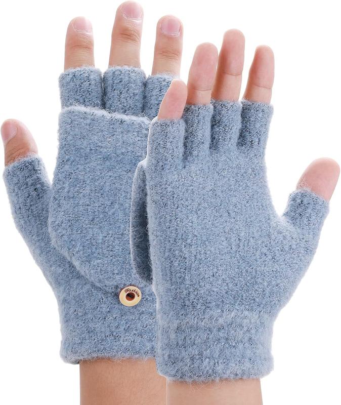 Fingerless Gloves for Women and Men, Winter Gloves Warm  Knit Flip Fingerless Gloves with Cover Convertible Mittens