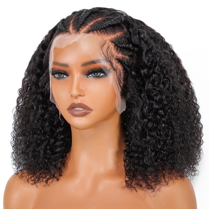 SuperNova Human Hair Curly Short Bob Braided Lace Frontal Wigs 16